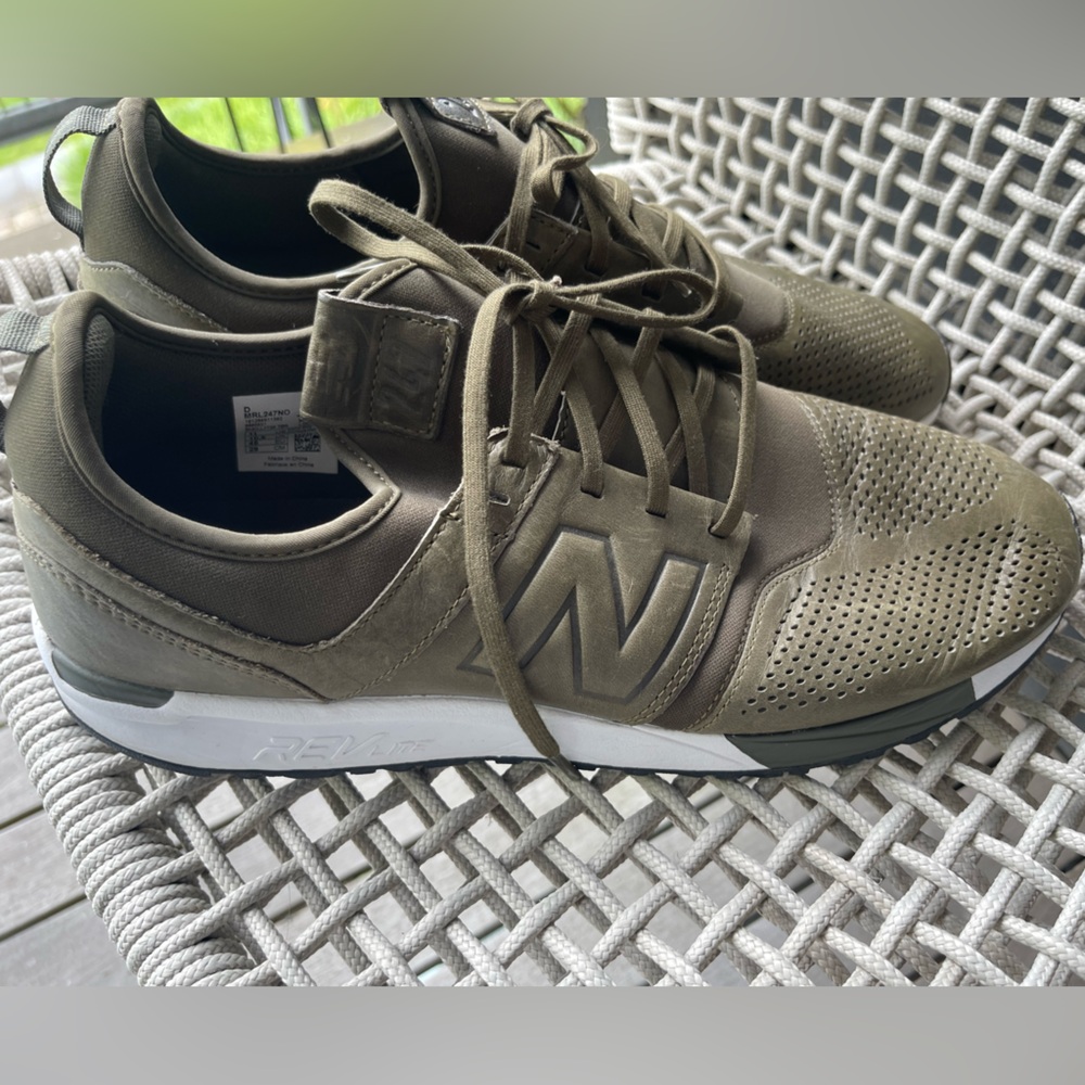 New Balance 247 Olive Green Leather Mens SZ 11
